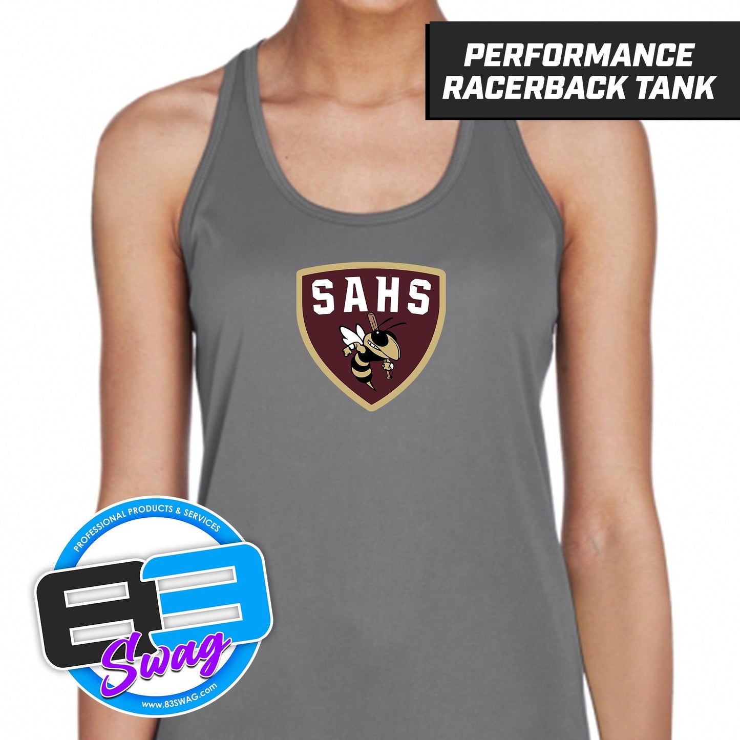 SAHS - St. Augustine Baseball - LOGO 2 - Women's Zone Performance Racerback Tank - 83Swag