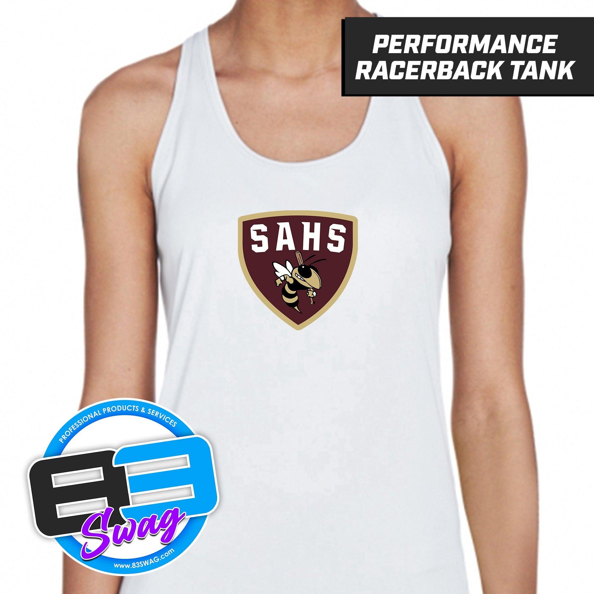 SAHS - St. Augustine Baseball - LOGO 2 - Women's Zone Performance Racerback Tank - 83Swag