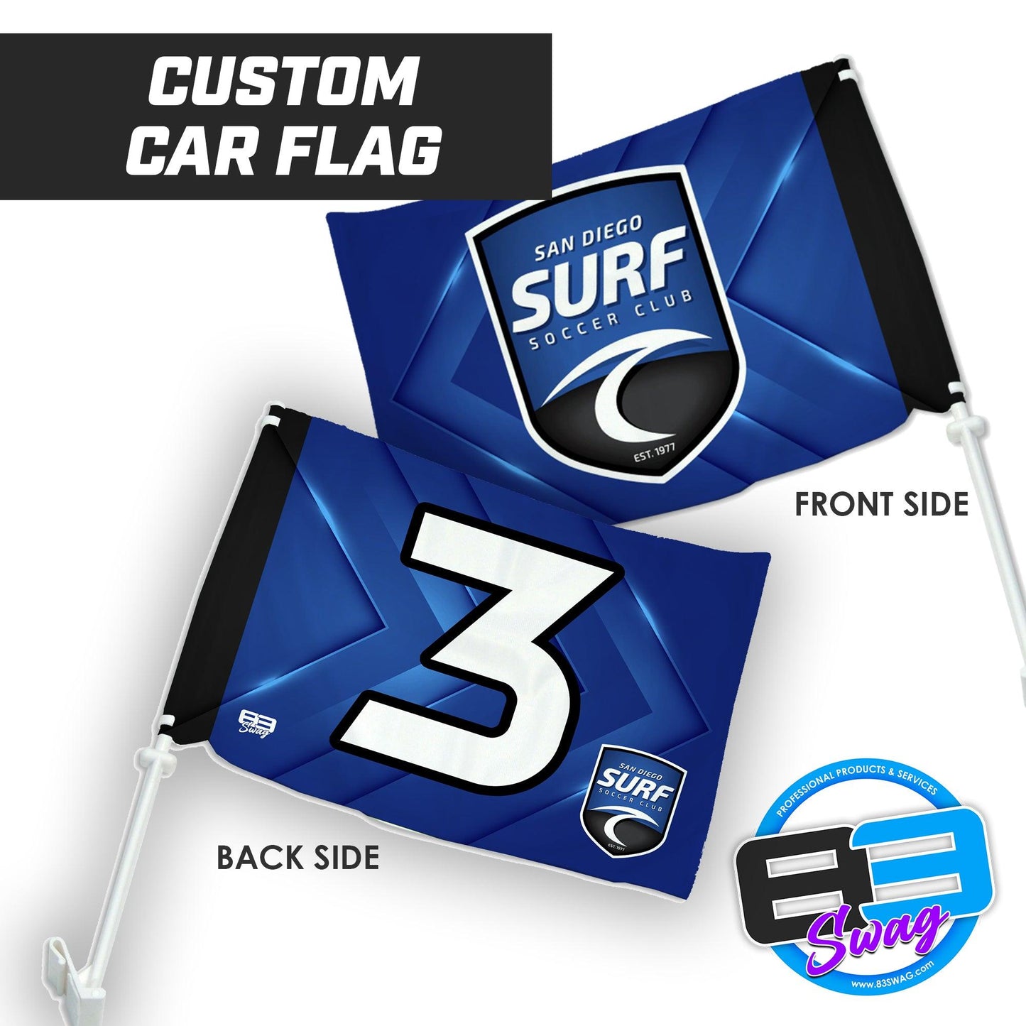 San Diego Surf Soccer - Car Flag - 83Swag