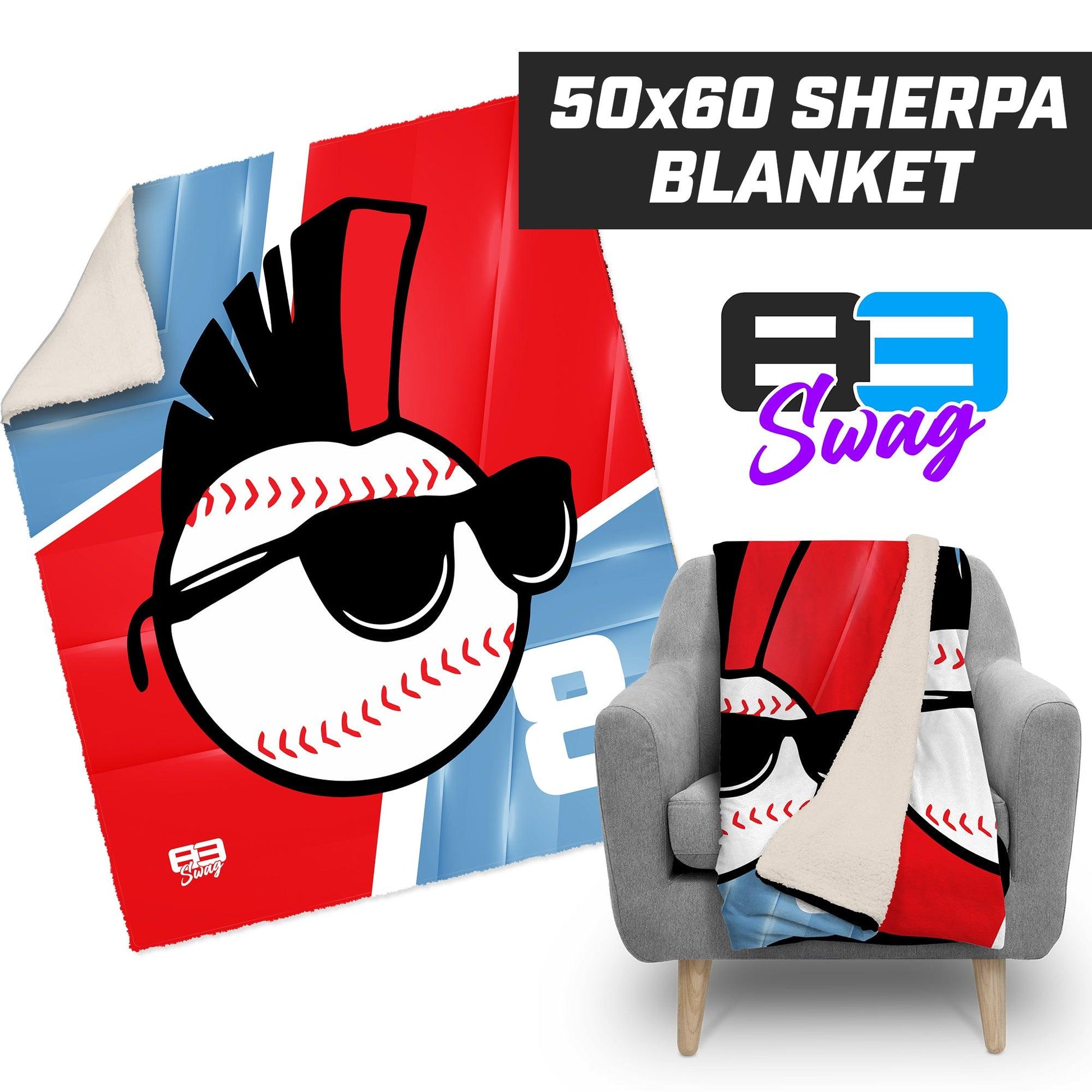 Screwballs Baseball - 50”x60” Plush Sherpa Blanket - 83Swag