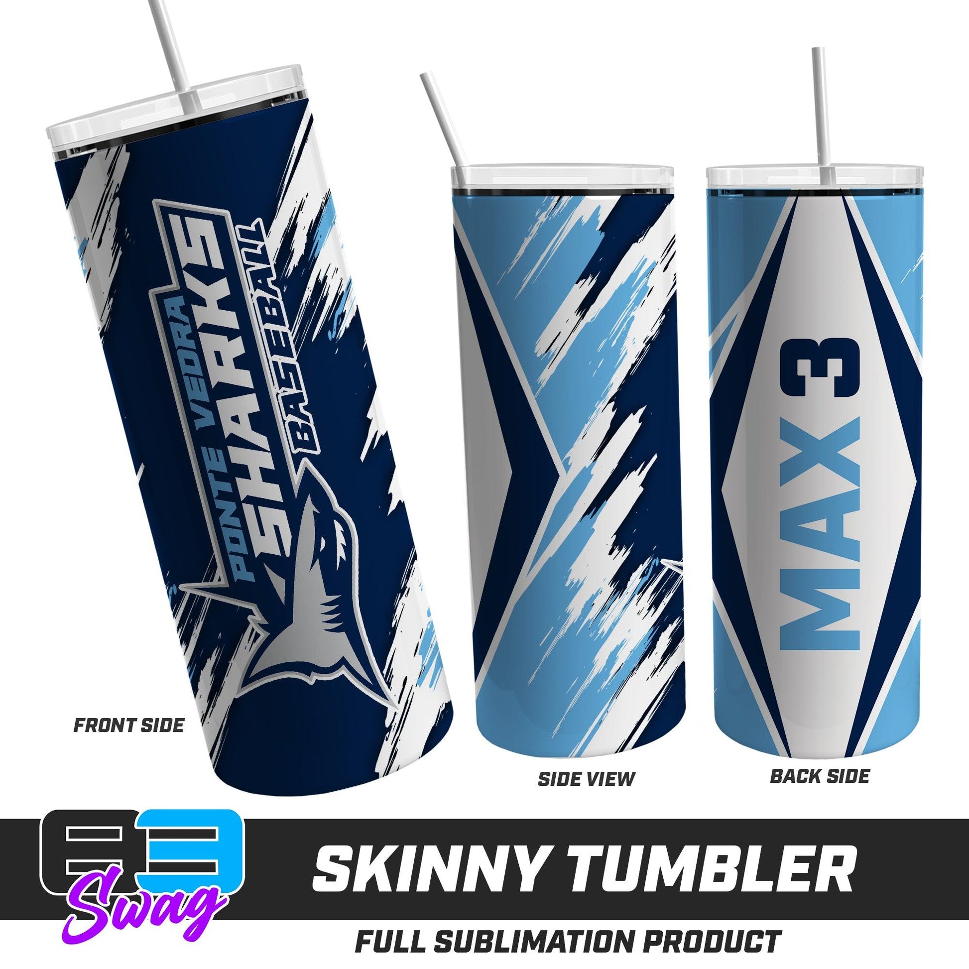 Skinny Metal Tumbler - Ponte Vedra Sharks Baseball - 83Swag