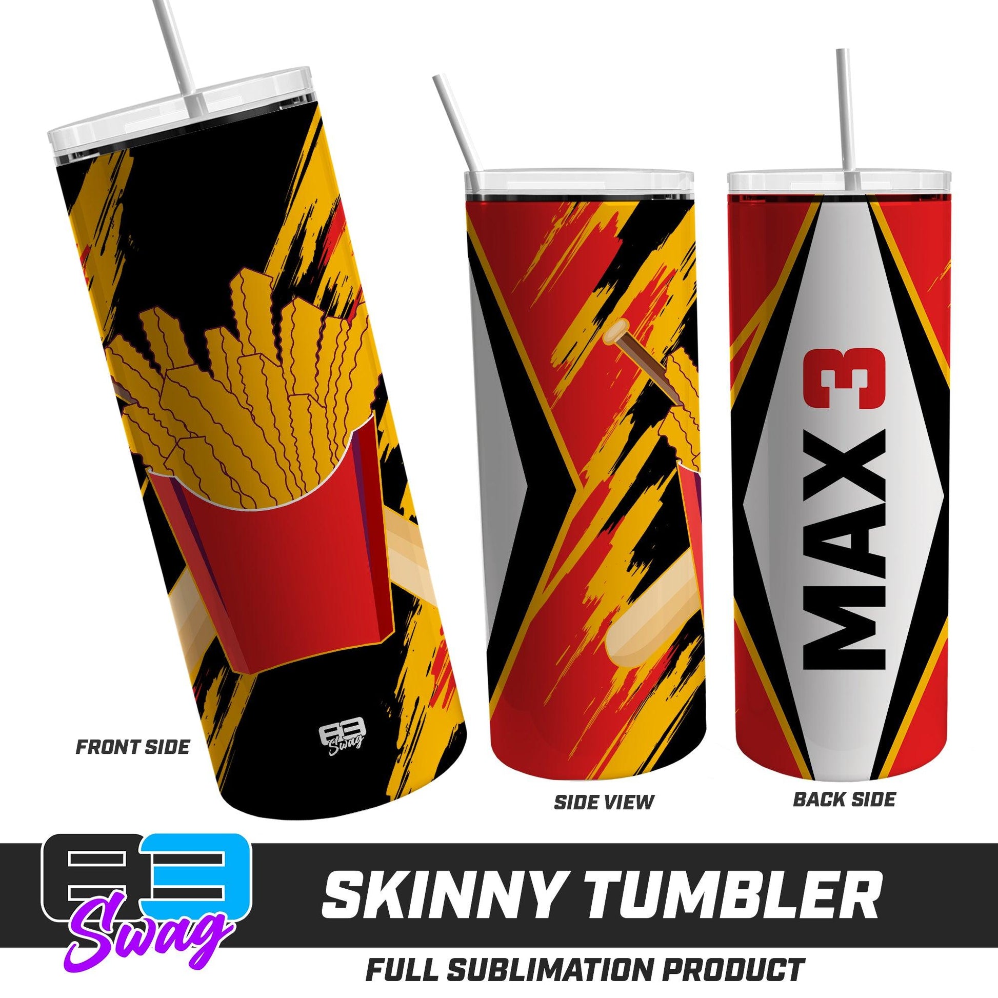 Skinny Metal Tumbler - Team Rally Fries Baseball - 83Swag