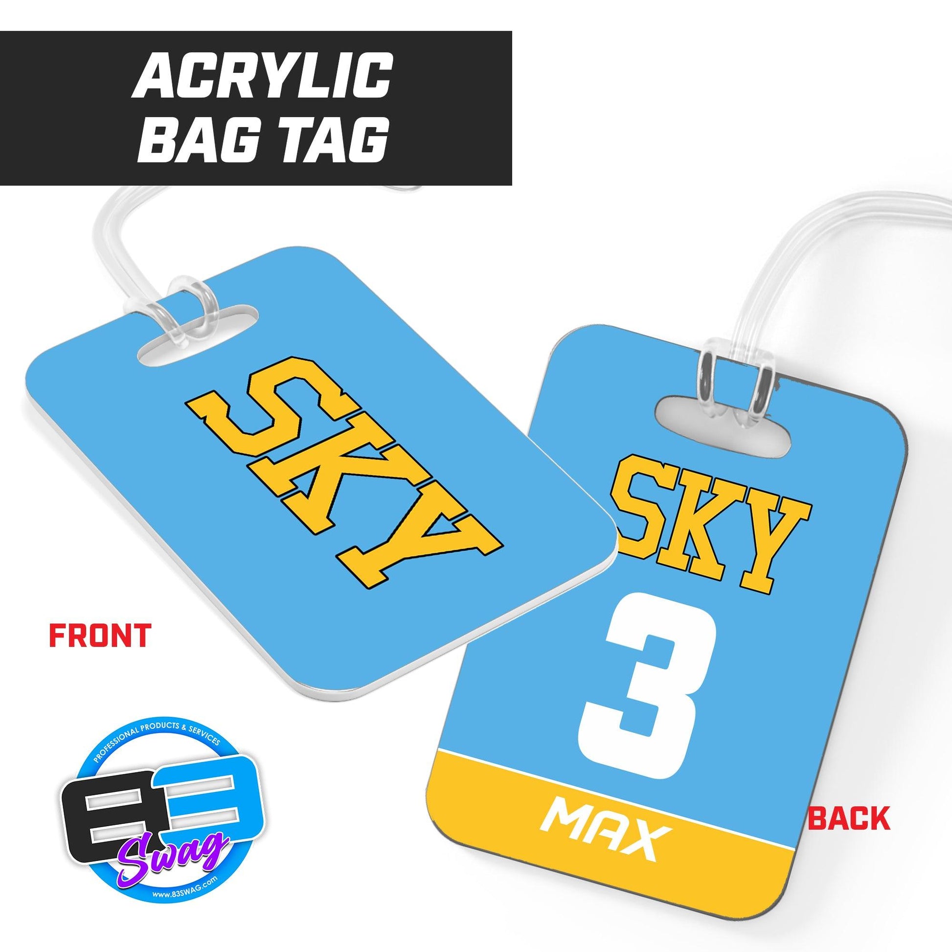 SKY Volleyball - Hard Acrylic Bag Tag - 83Swag