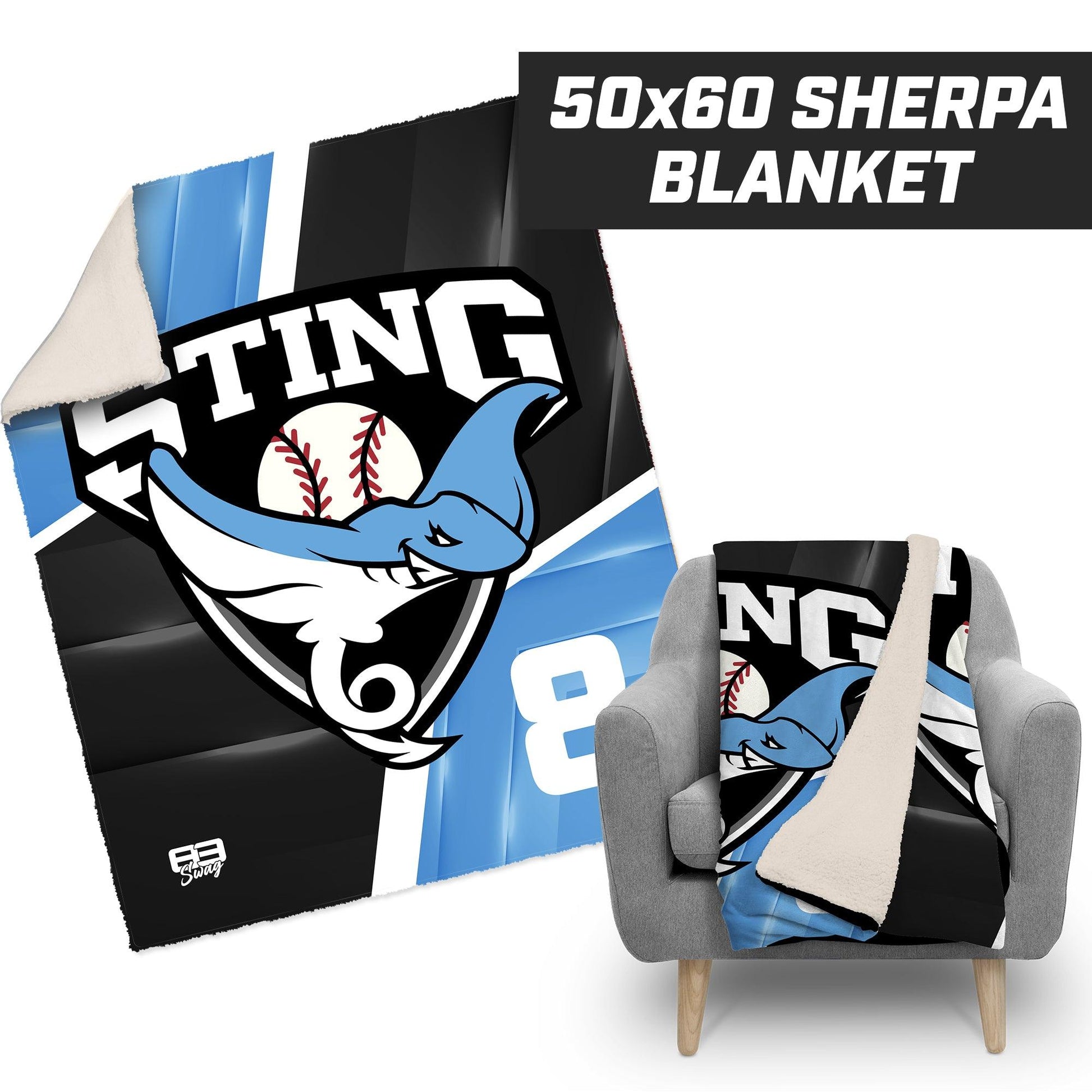 Southwest Sting Baseball - 50”x60” Plush Sherpa Blanket - 83Swag