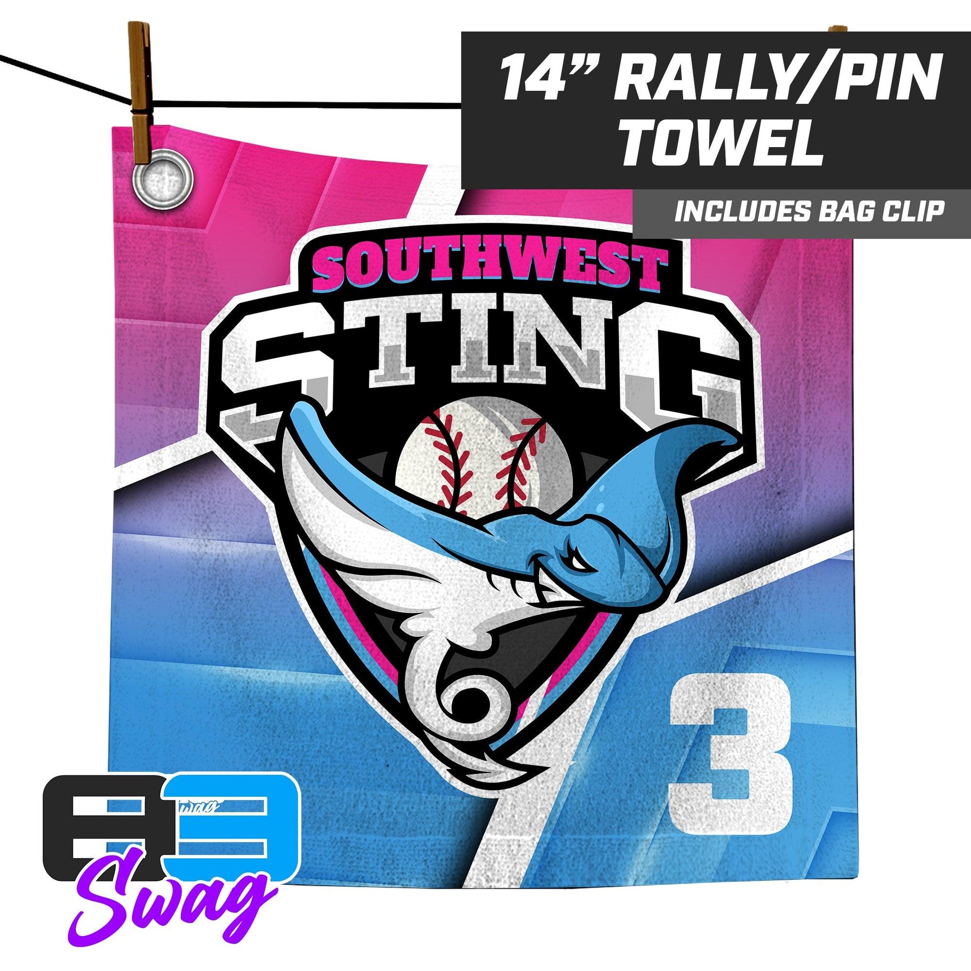 Southwest Sting Baseball - PINK 2024 Edition - 14"x14" Rally Towel - 83Swag