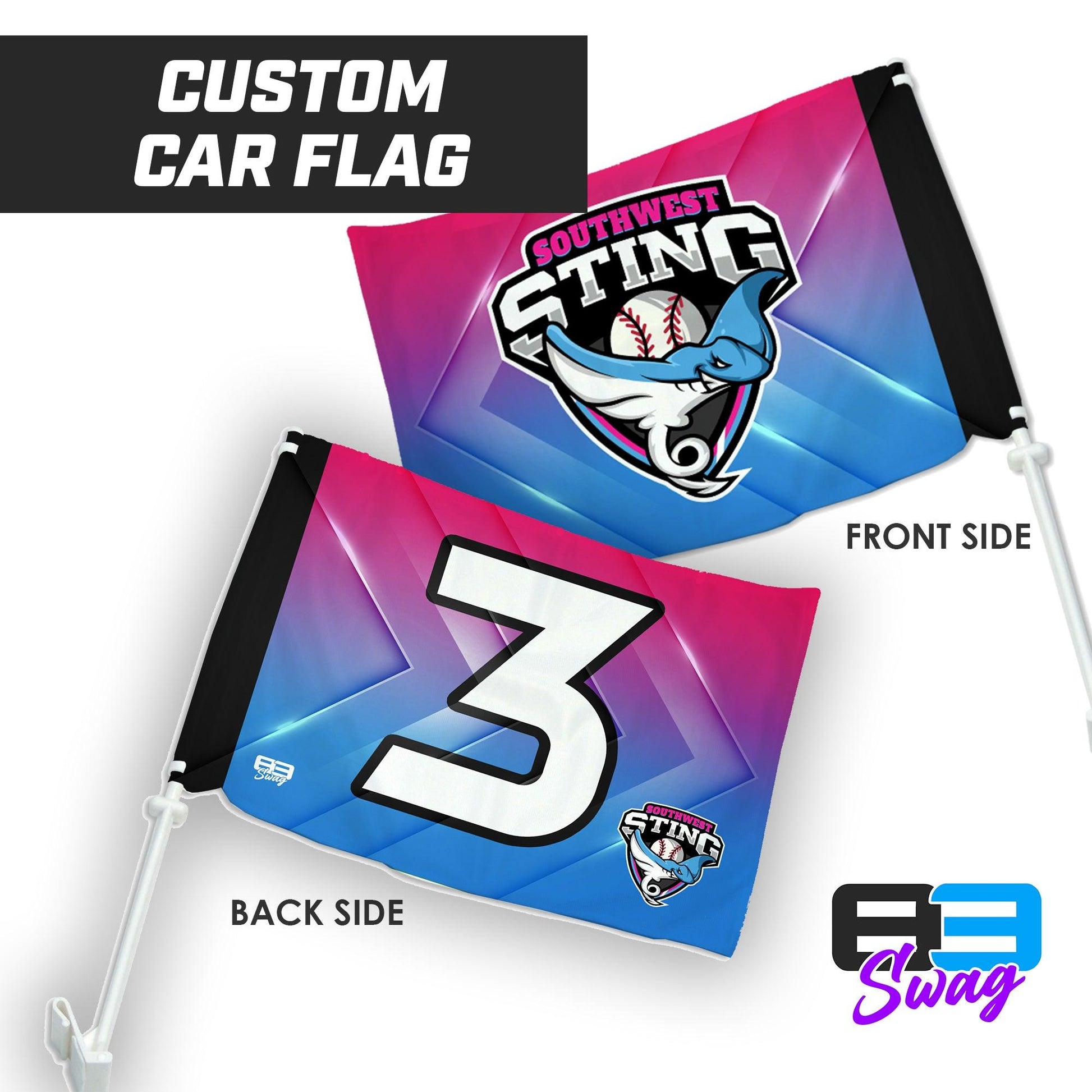 Southwest Sting Baseball - PINK 2024 Edition - Car Flag - 83Swag