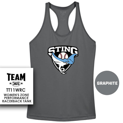 Southwest Sting Baseball V1 - Performance Women’s Racerback T - MULTIPLE COLORS AVAILABLE - 83Swag