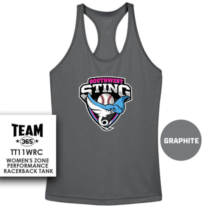 Southwest Sting Baseball V2 - Performance Women’s Racerback T - MULTIPLE COLORS AVAILABLE - 83Swag