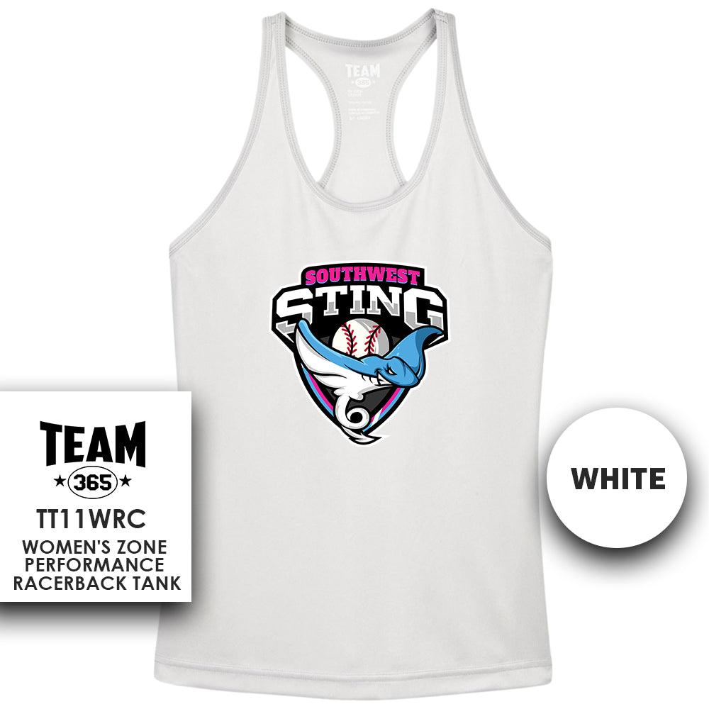 Southwest Sting Baseball V2 - Performance Women’s Racerback T - MULTIPLE COLORS AVAILABLE - 83Swag