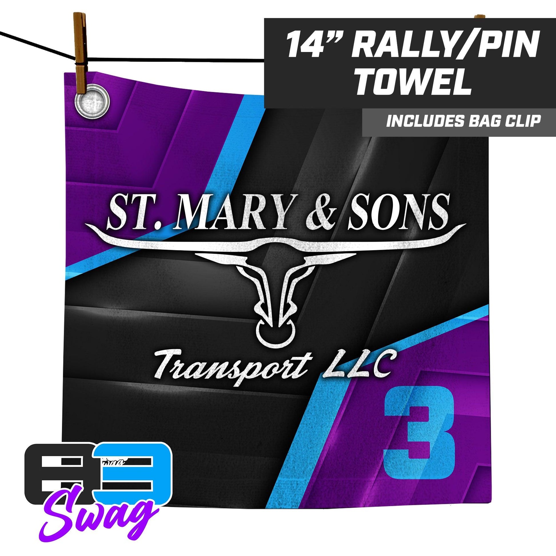 St. Mary & Sons Transport LLC Softball 2024 Edition - 14"x14" Rally Towel - 83Swag