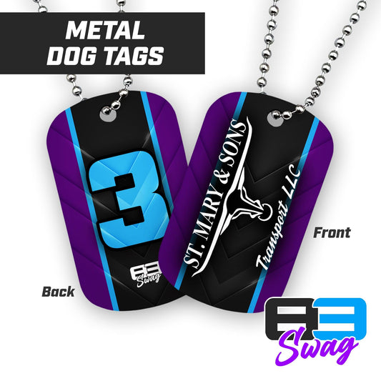 St. Mary & Sons Transport LLC Softball 2024 Edition - Double Sided Dog Tags - Includes Chain - 83Swag