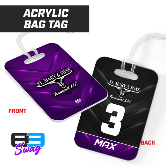 St. Mary & Sons Transport LLC Softball 2024 Edition - Hard Acrylic Bag Tag - 83Swag
