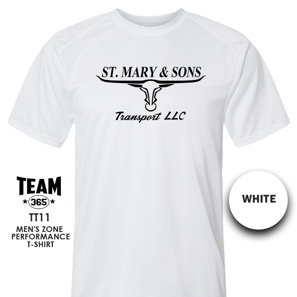 St. Mary & Sons Transport LLC Softball - Crew - Performance T-Shirt - MULTIPLE COLORS AVAILABLE - 83Swag
