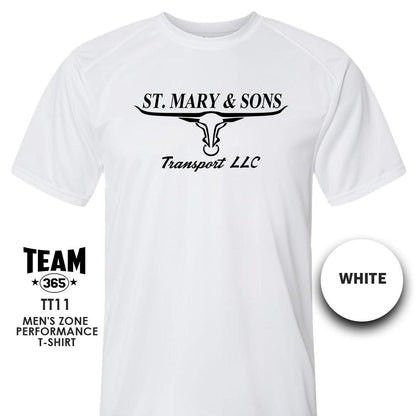 St. Mary & Sons Transport LLC Softball - Crew - Performance T-Shirt - MULTIPLE COLORS AVAILABLE - 83Swag