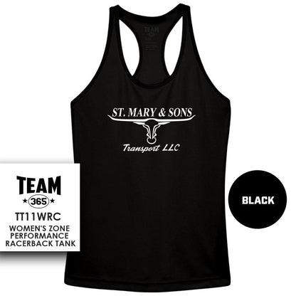 St. Mary & Sons Transport LLC Softball - Performance Women’s Racerback T - MULTIPLE COLORS AVAILABLE - 83Swag