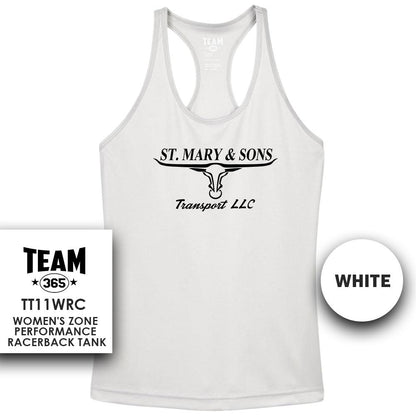 St. Mary & Sons Transport LLC Softball - Performance Women’s Racerback T - MULTIPLE COLORS AVAILABLE - 83Swag