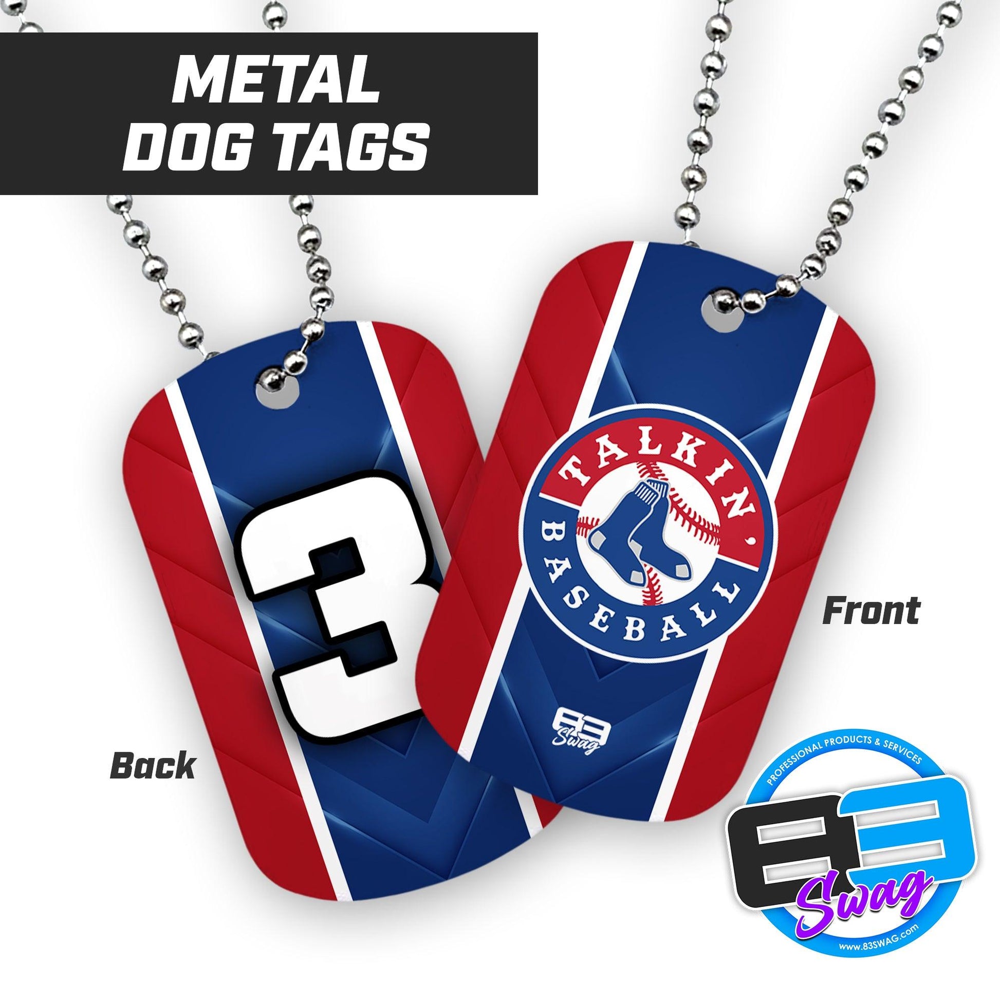 Talkin' Baseball - Double Sided Dog Tags - Includes Chain - 83Swag