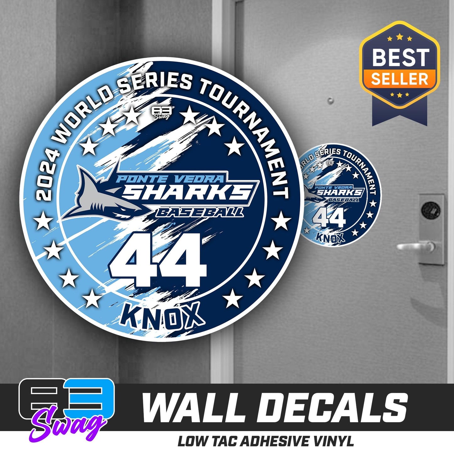 TEAM ORDER ONLY - LOW TAC WALL DECAL! - Ponte Vedra Sharks Baseball - 83Swag