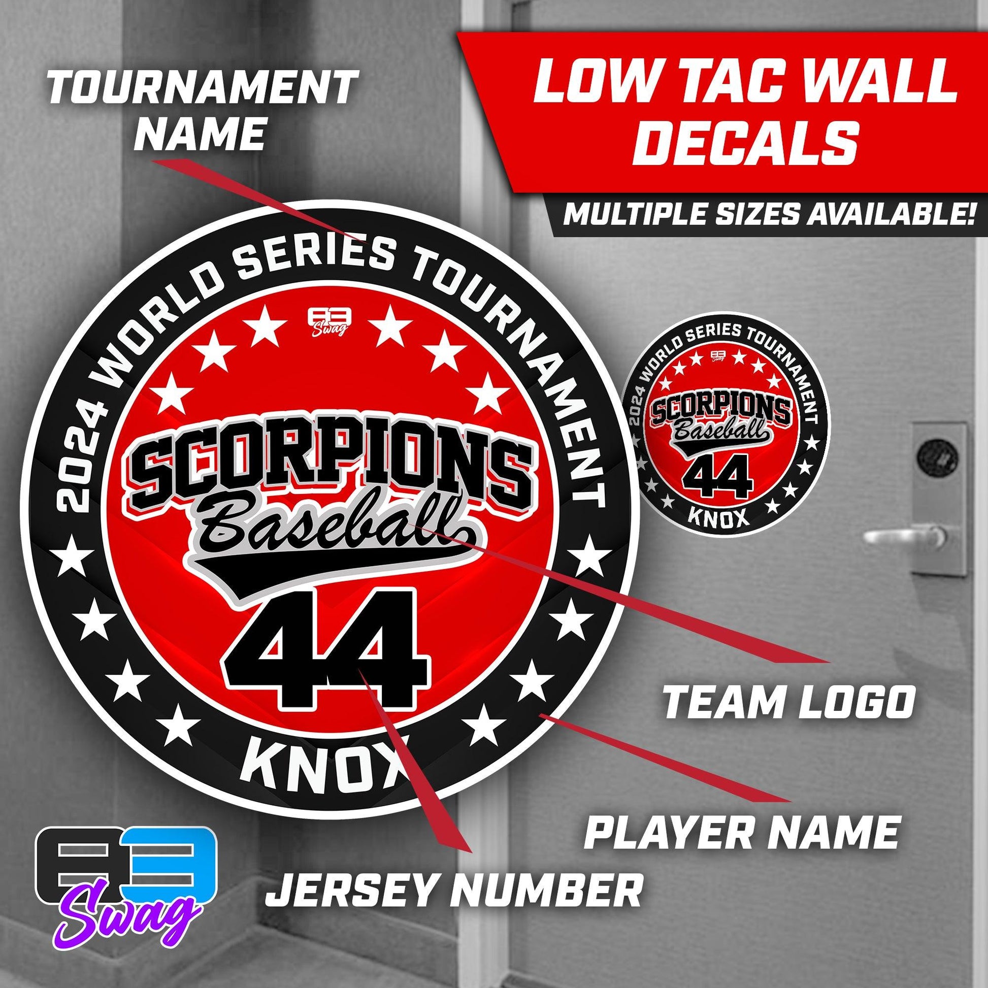 TEAM ORDER ONLY - LOW TAC WALL DECAL! - Scorpions Baseball - 83Swag