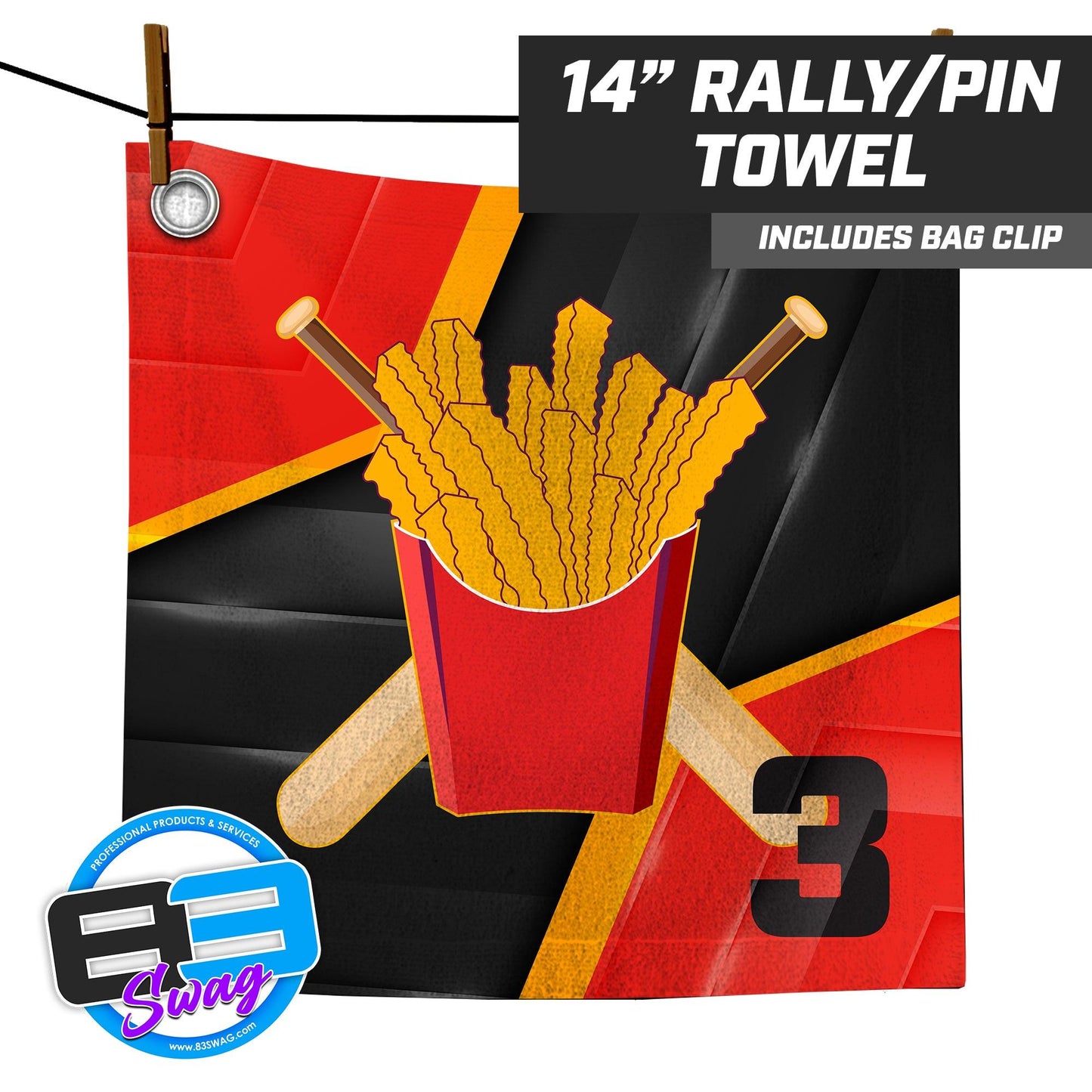 Team Rally Fries Baseball - 14"x14" Rally Towel - 83Swag