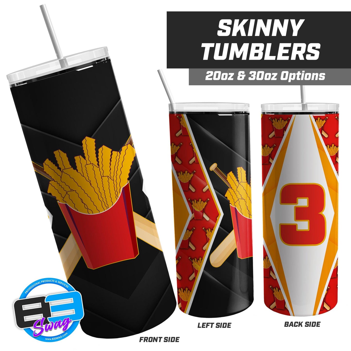 Team Rally Fries Baseball - 20oz & 30oz Skinny Tumbler - 83Swag