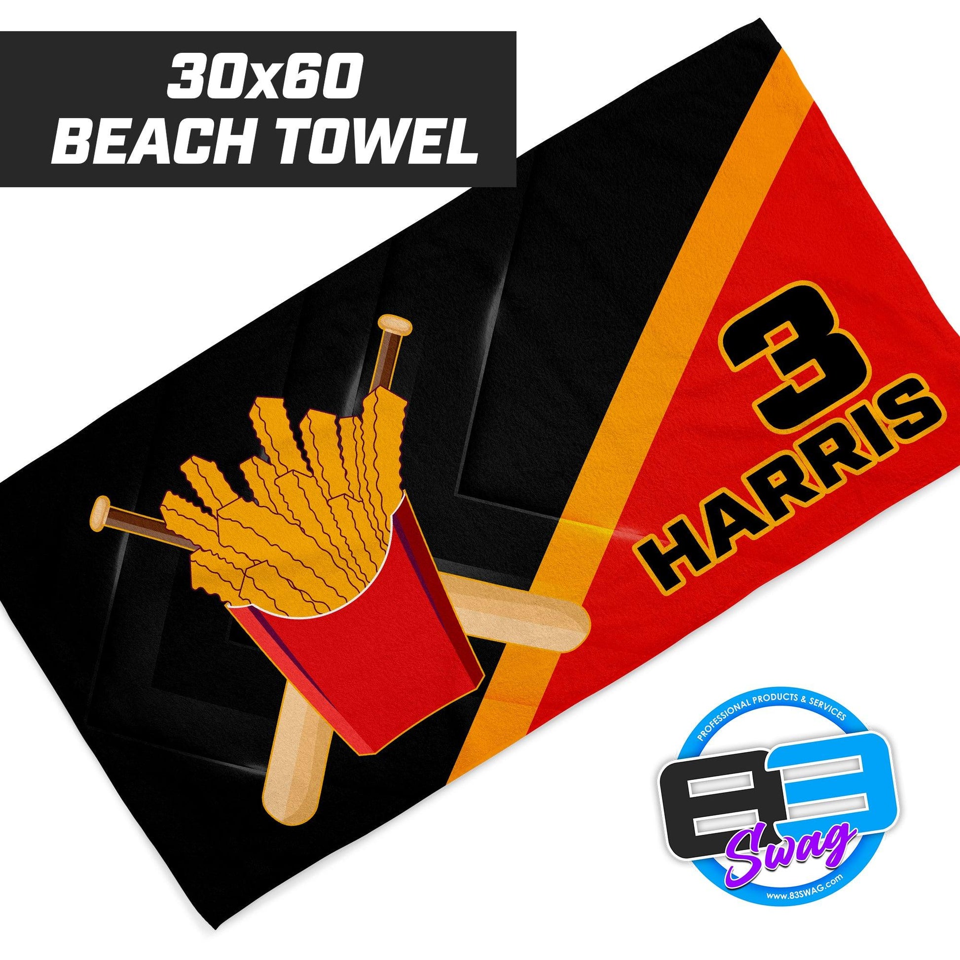 Team Rally Fries Baseball - 30"x60" Beach Towel - 83Swag