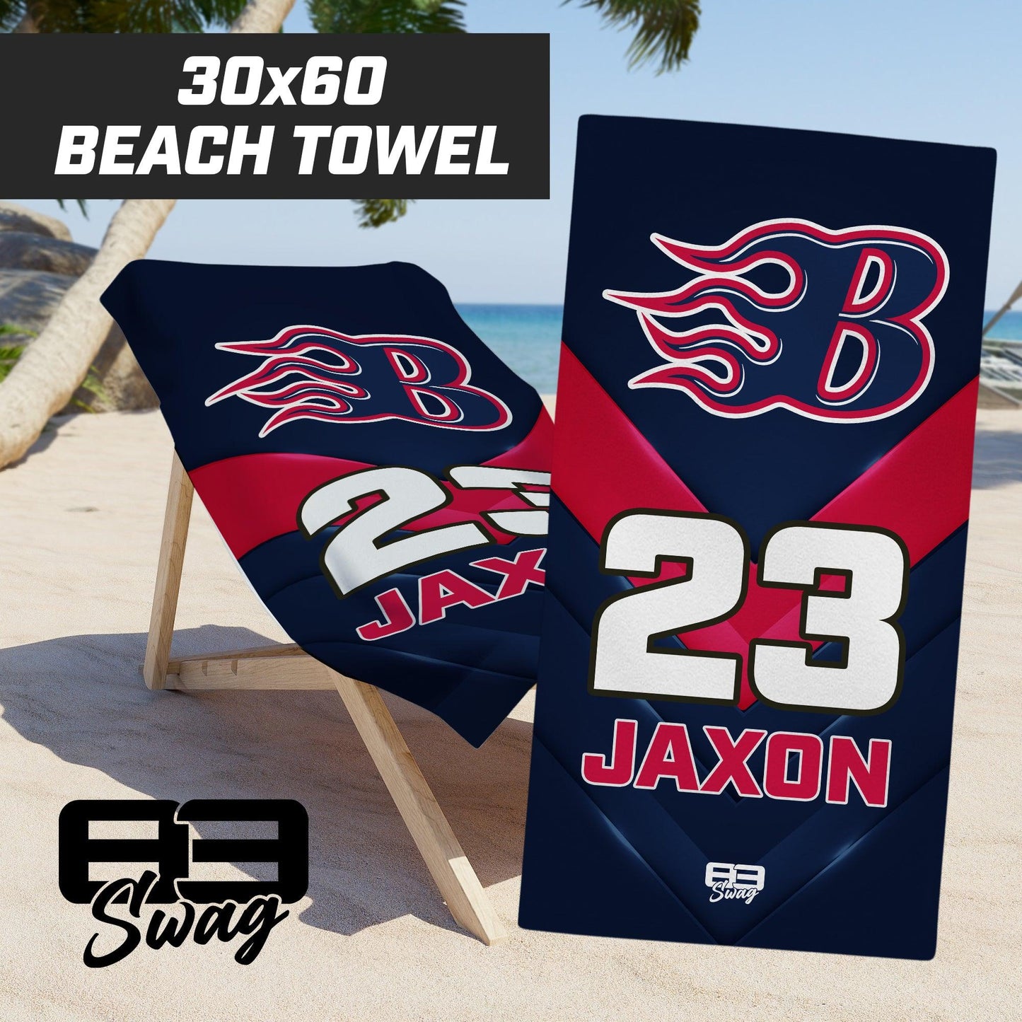 Texas Blaze 2k13 Drury Softball - 30"x60" Beach Towel - 83Swag