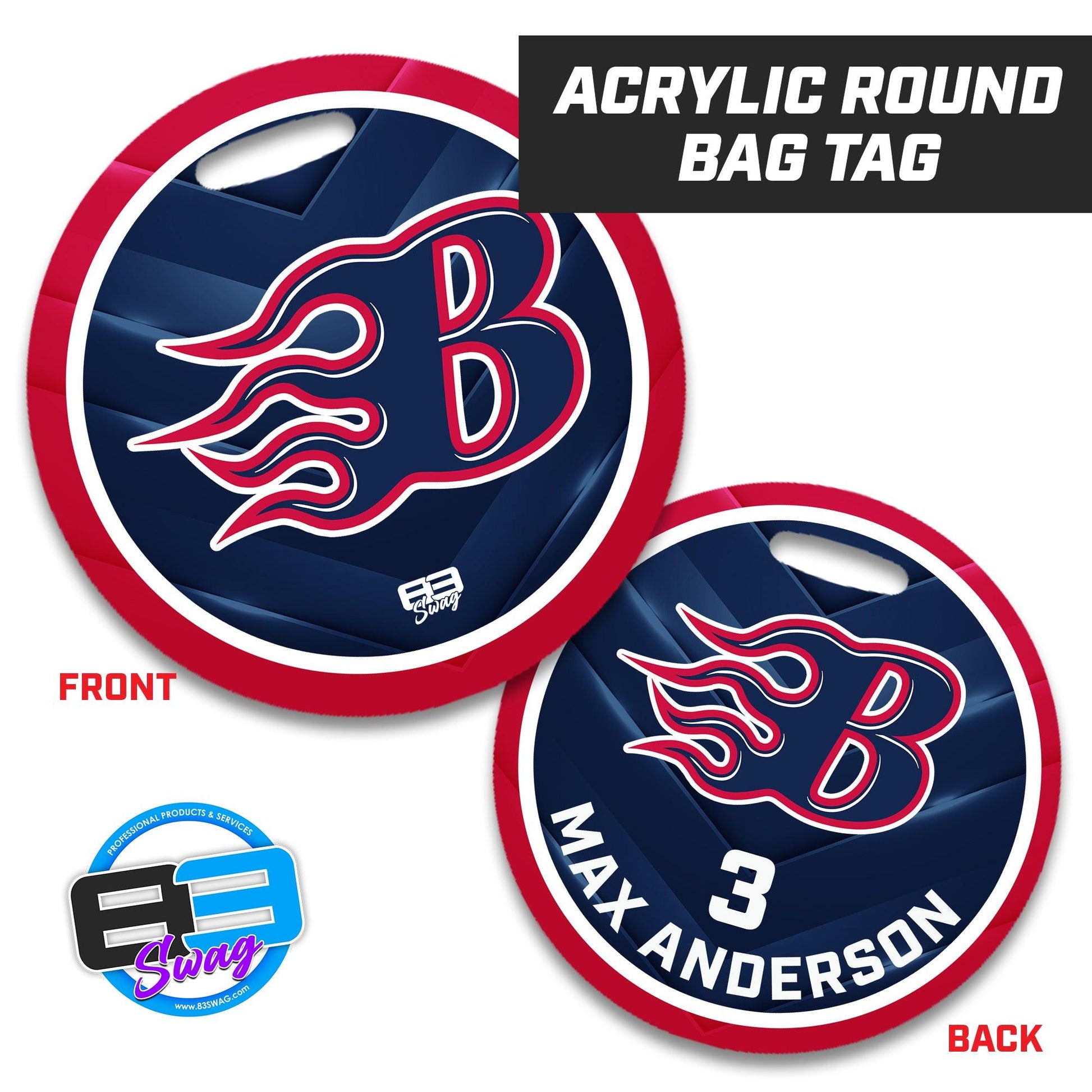 Texas Blaze 2k13 Drury Softball - 4" Circle Hard Acrylic Bag Tag - 83Swag