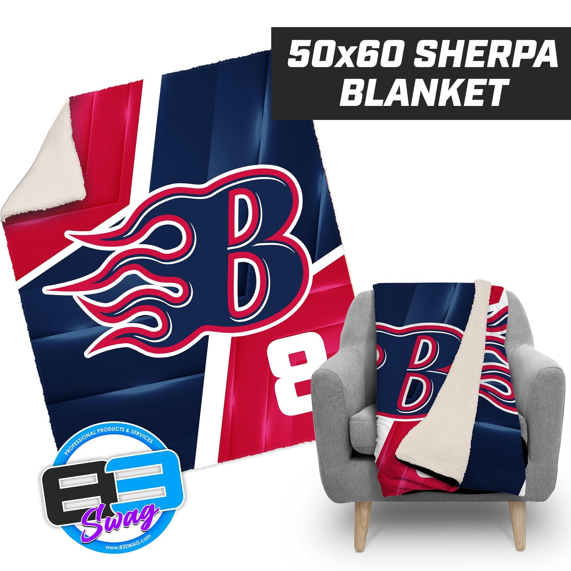 Texas Blaze 2k13 Drury Softball - 50”x60” Plush Sherpa Blanket - 83Swag