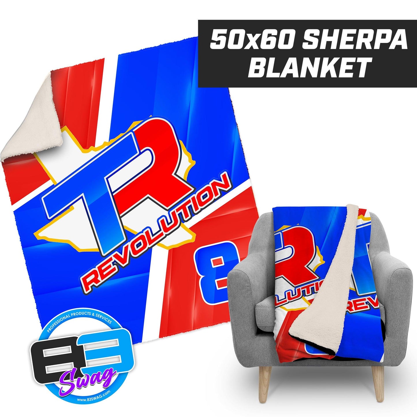 Texas Revolution Softball - 50”x60” Plush Sherpa Blanket - 83Swag