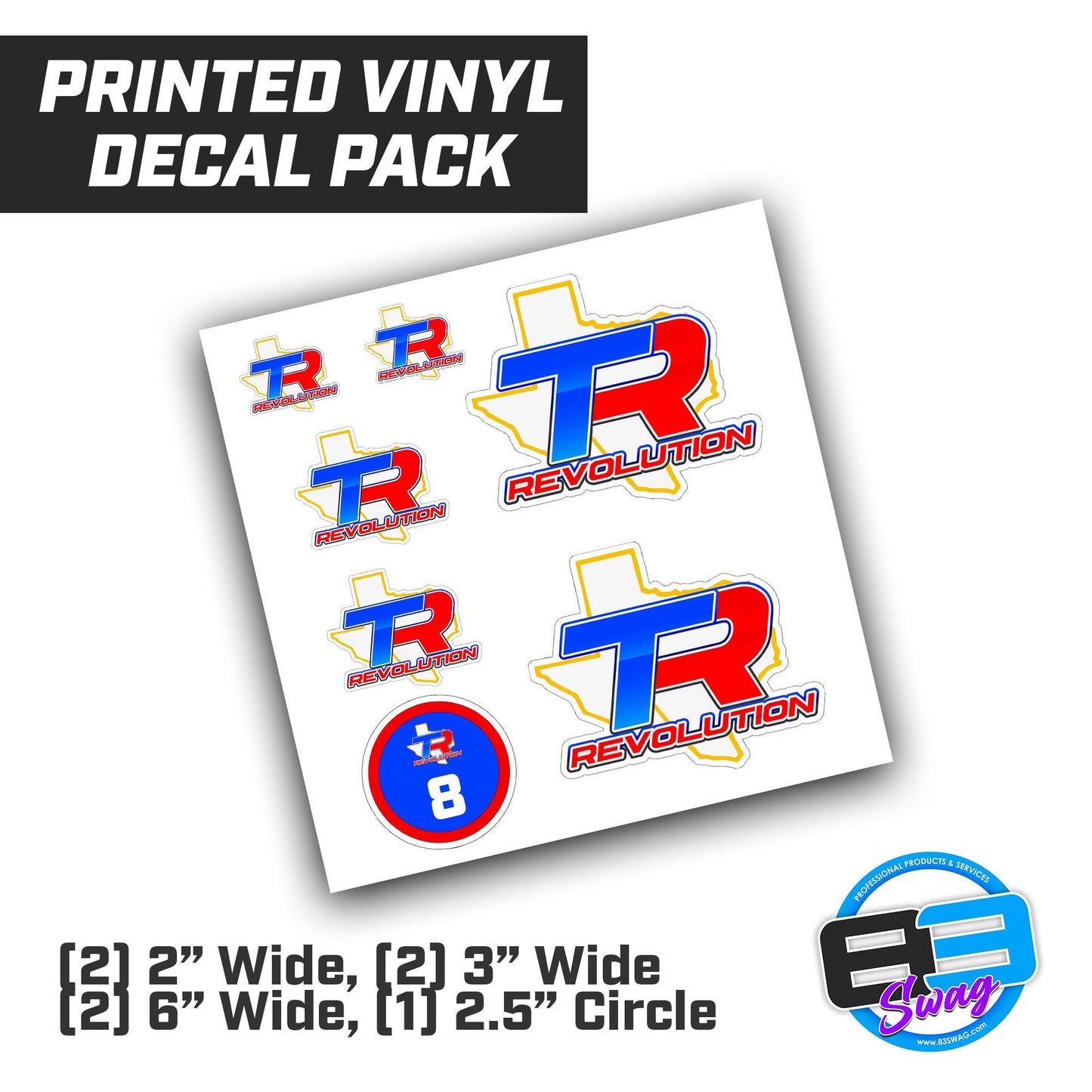 Texas Revolution Softball Logo Vinyl Decal Pack - 83Swag