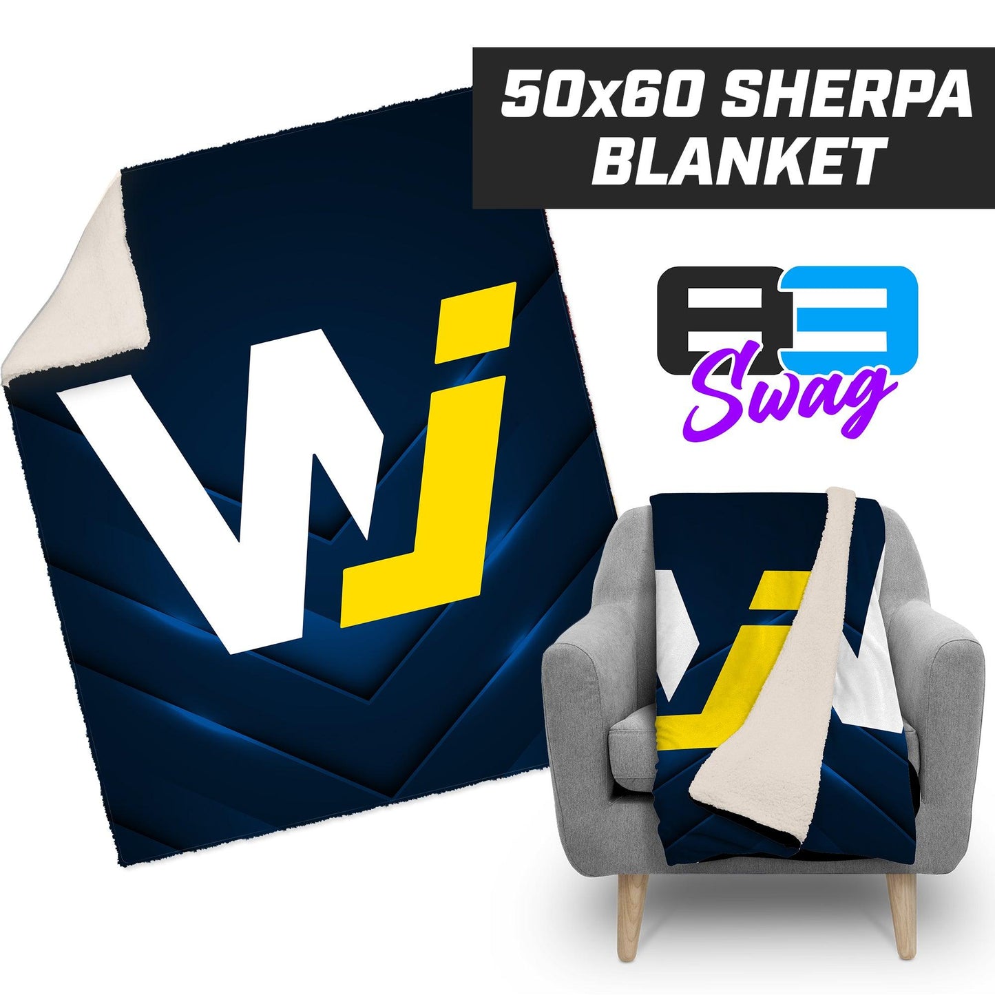 The WJ Collection - 50”x60” Plush Sherpa Blanket - 83Swag