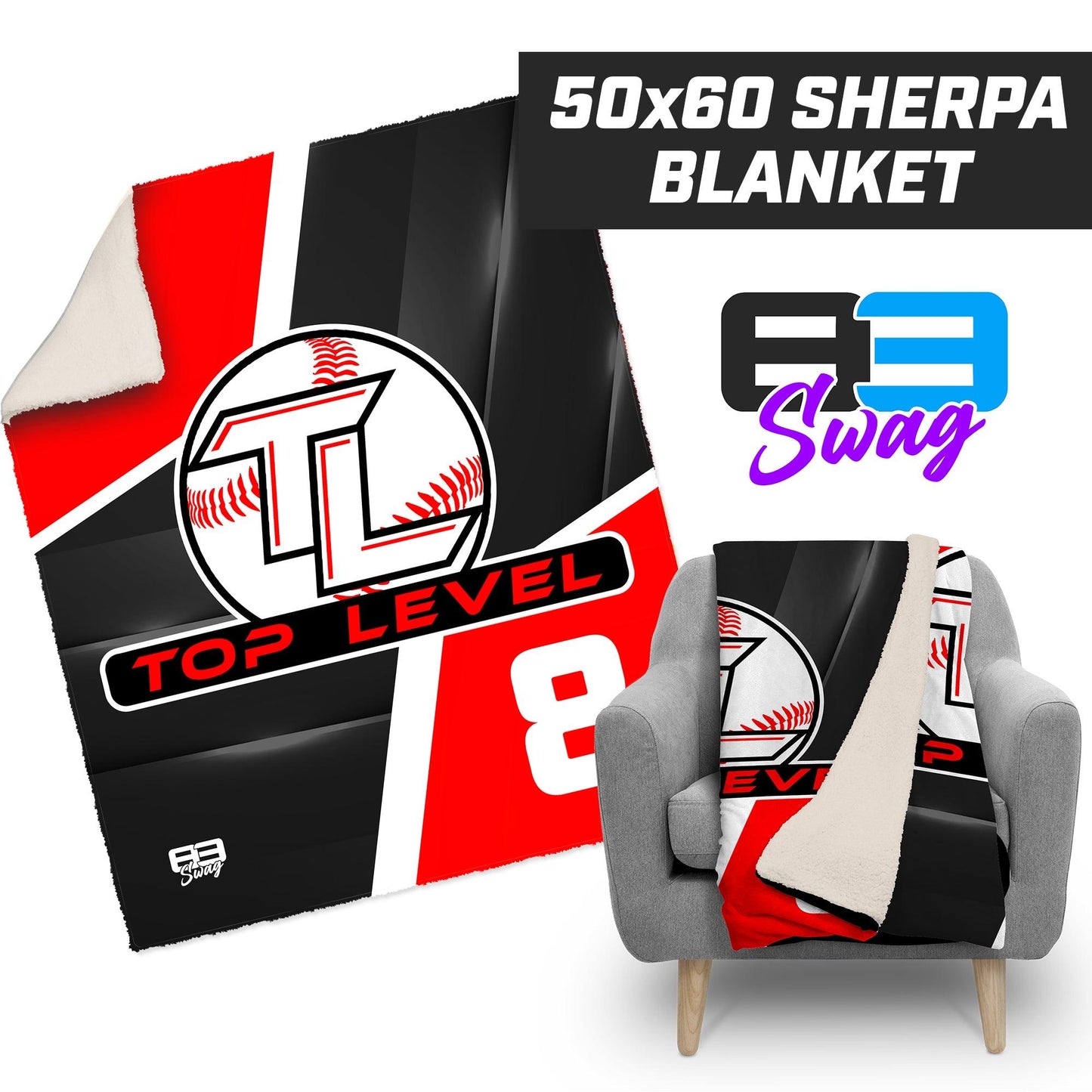 Top Level Baseball - 50”x60” Plush Sherpa Blanket - 83Swag