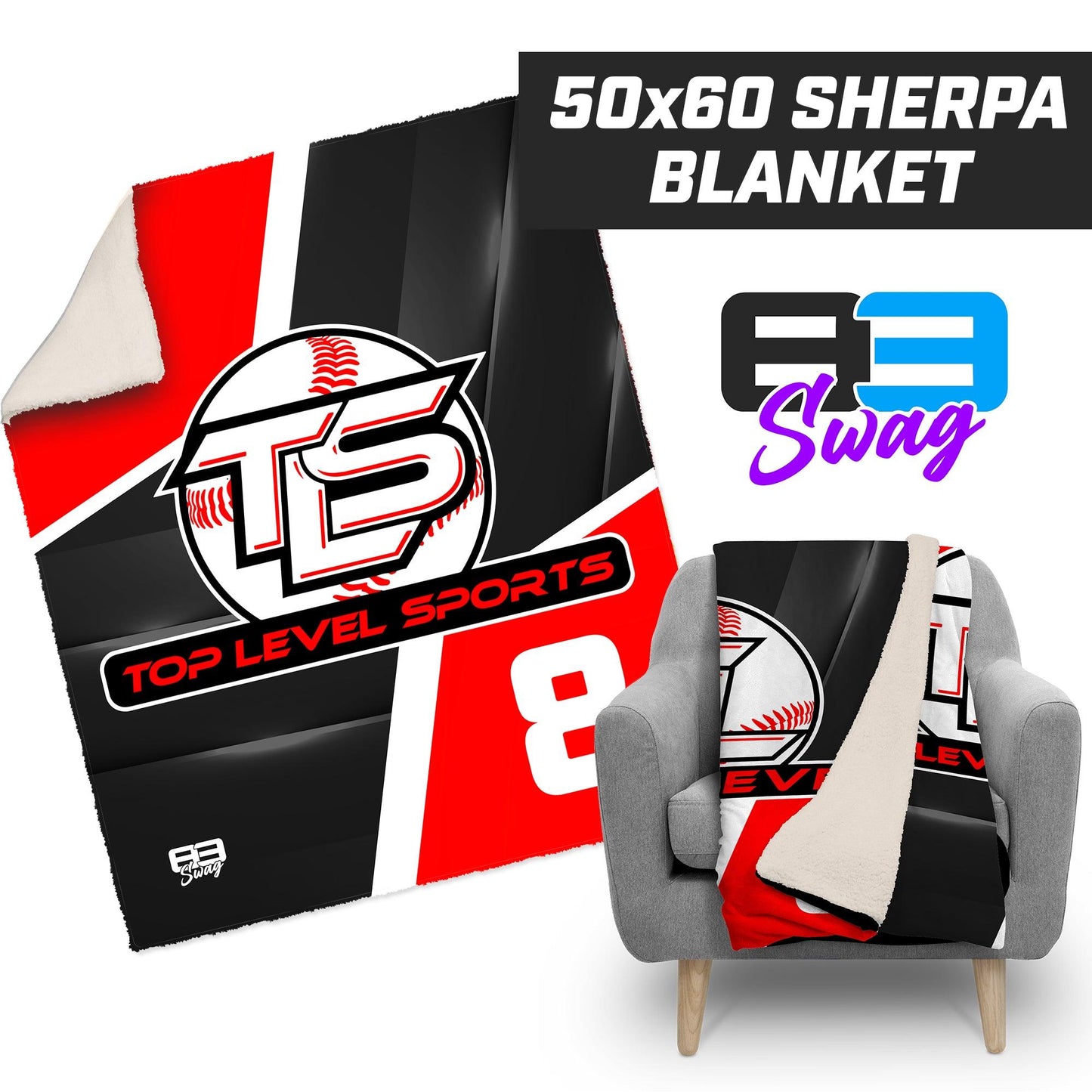 TOP LEVEL SPORTS - 50”x60” Plush Sherpa Blanket - 83Swag