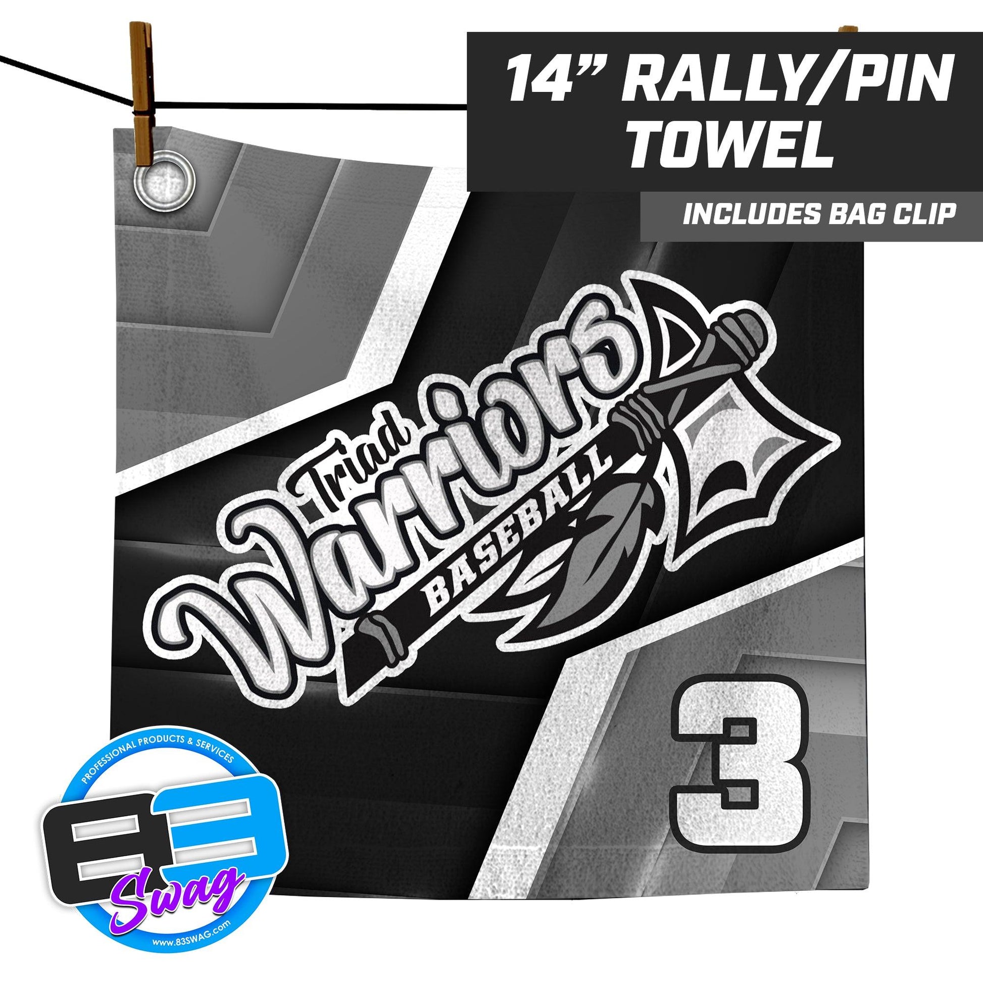 Triad Warriors Baseball - 14"x14" Rally Towel - 83Swag