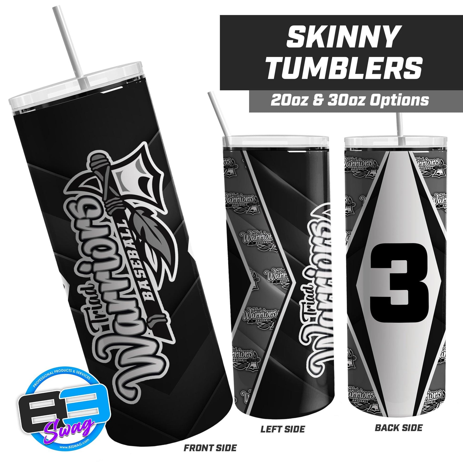 Triad Warriors Baseball - 20oz & 30oz Skinny Tumbler - 83Swag