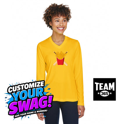 Team 365 TT11WL Women's Zone Performance Long-Sleeve T-Shirt - Team Rally Fries Baseball