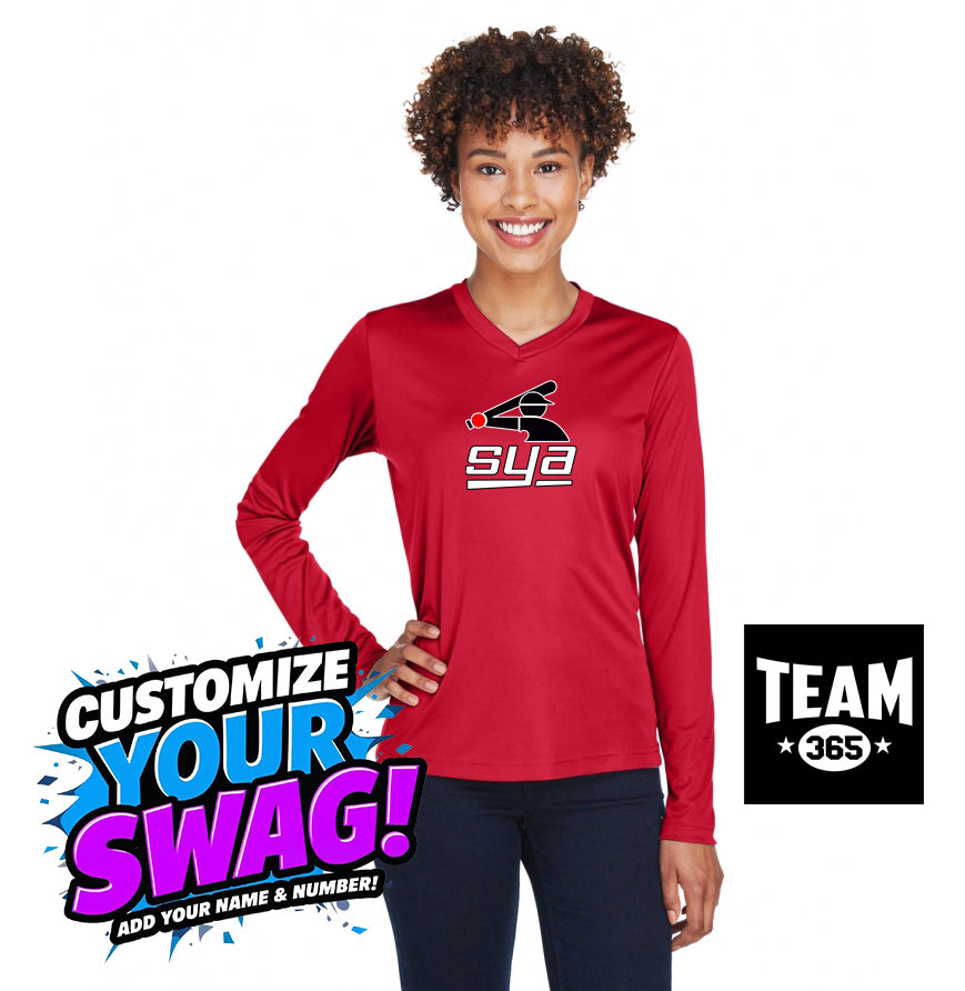 Team 365 TT11WL Women's Zone Performance Long-Sleeve T-Shirt - SYA Batter Logo