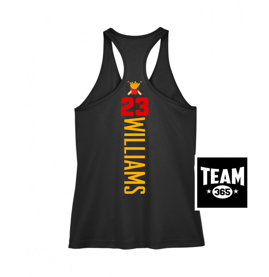 Team 365 TT11WRC Women's Zone Performance Racerback Tank - Team Rally Fries Baseball