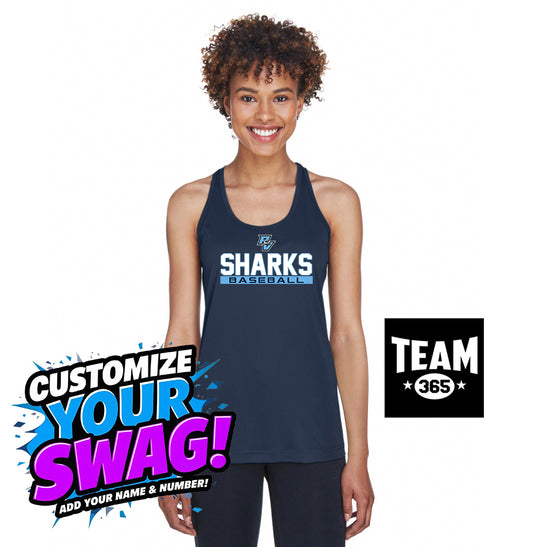 Team 365 TT11WRC Women's Zone Performance Racerback Tank - PVAA Sharks Baseball