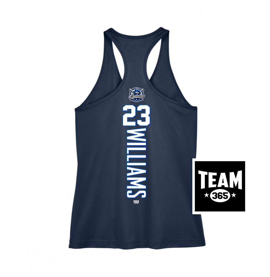Team 365 TT11WRC Women's Zone Performance Racerback Tank - LBK Outlaws Baseball