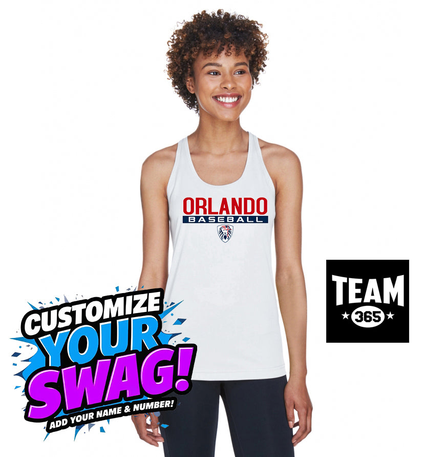 Team 365 TT11WRC Women's Zone Performance Racerback Tank - Orlando Lions Baseball