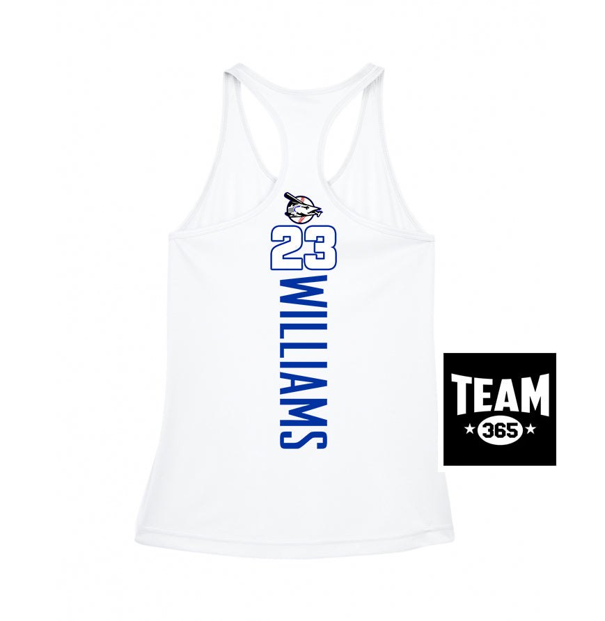 Team 365 TT11WRC Women's Zone Performance Racerback Tank - Jax Beach Baseball
