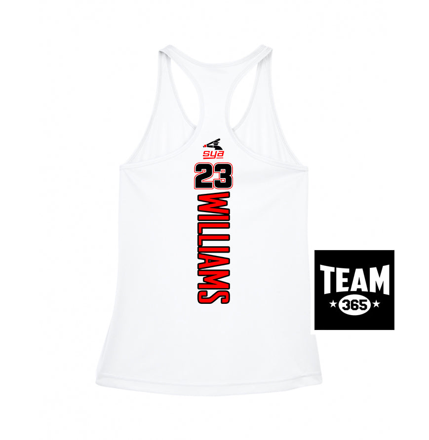 Team 365 TT11WRC Women's Zone Performance Racerback Tank - SYA Batter Logo