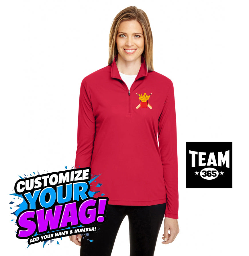 Team 365 TT31W Women's Zone Performance Quarter-Zip - Team Rally Fries Baseball