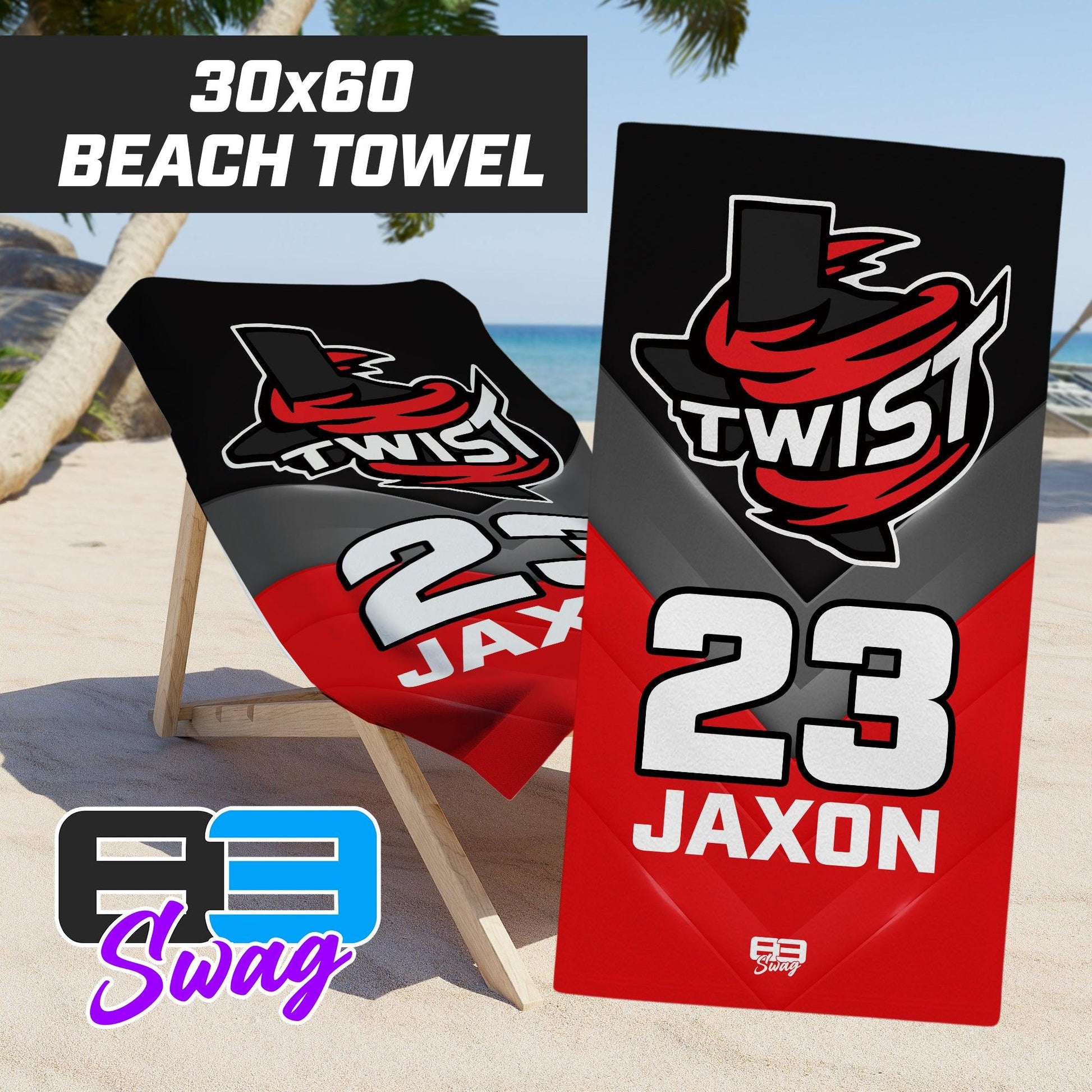 Twist Softball - 30"x60" Beach Towel - 83Swag