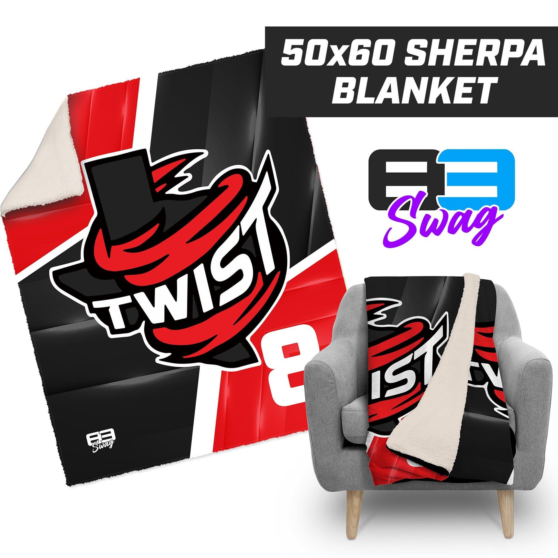 Twist Softball - 50”x60” Plush Sherpa Blanket - 83Swag