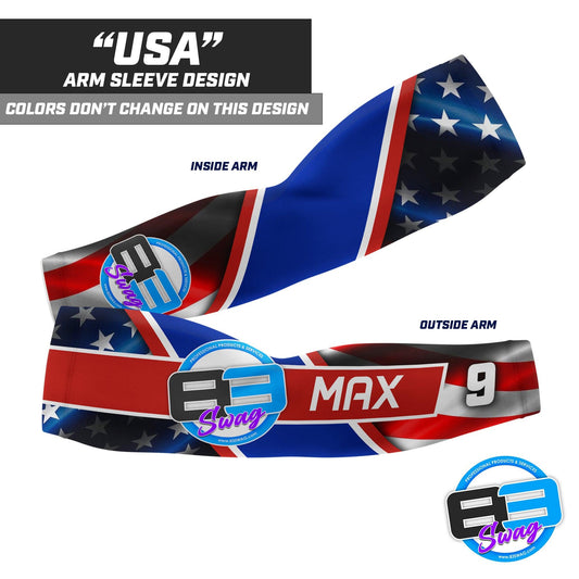 USA FLAG Design - Custom Arm Sleeve - Supply Your Team Logo & Colors! - 83Swag