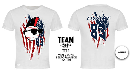USA THEMED - MEN'S Performance T-Shirt - Front & Back Print - Screwballs Baseball - 83Swag