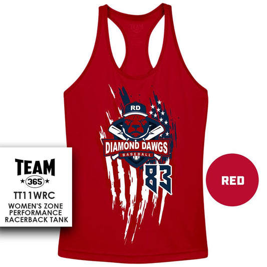 USA THEMED - Performance Women’s Racerback T - MULTIPLE COLORS AVAILABLE - Diamond Dawgs - 83Swag